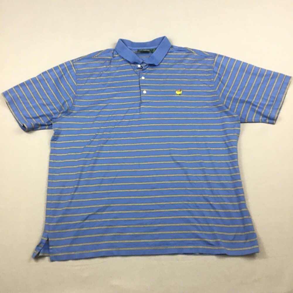 Vintage Amen Corner Shirt Men 2XL Blue Stripe Masters Golf Polo Pima Cotton XXL